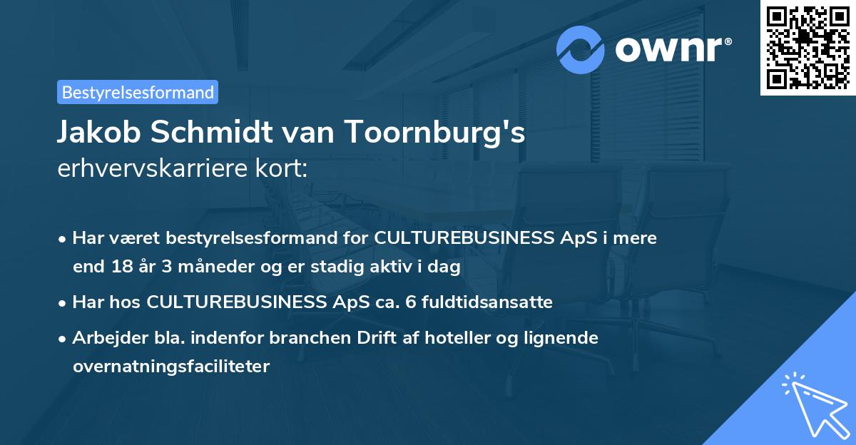Jakob Schmidt van Toornburg's erhvervskarriere kort