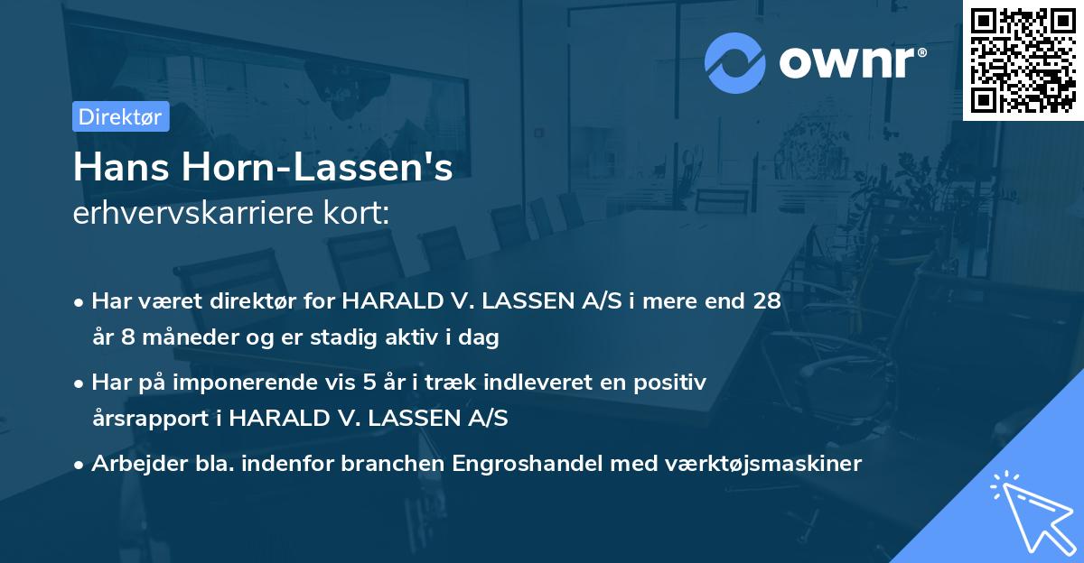 Hans Horn-Lassen's erhvervskarriere kort