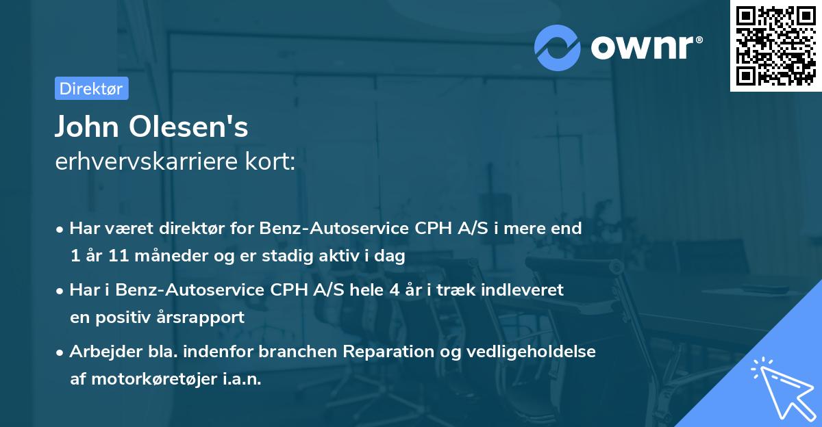 John Olesen's erhvervskarriere kort