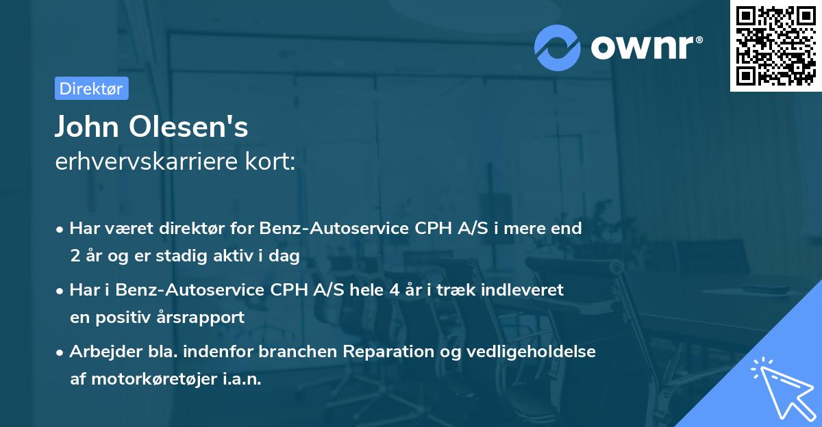 John Olesen's erhvervskarriere kort