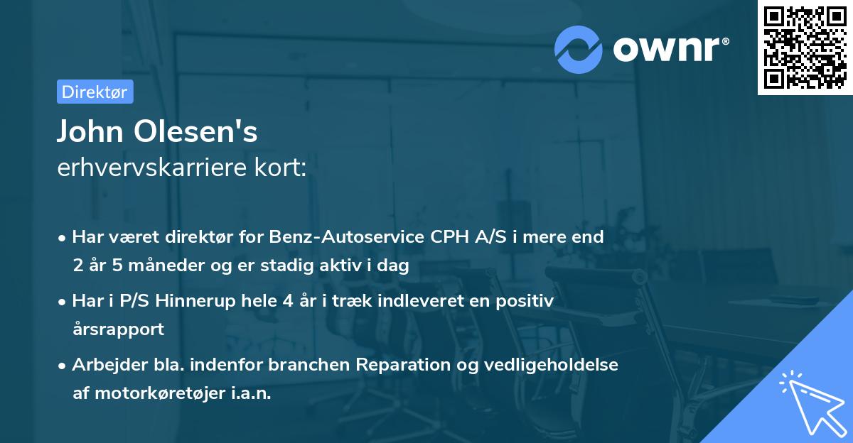 John Olesen's erhvervskarriere kort