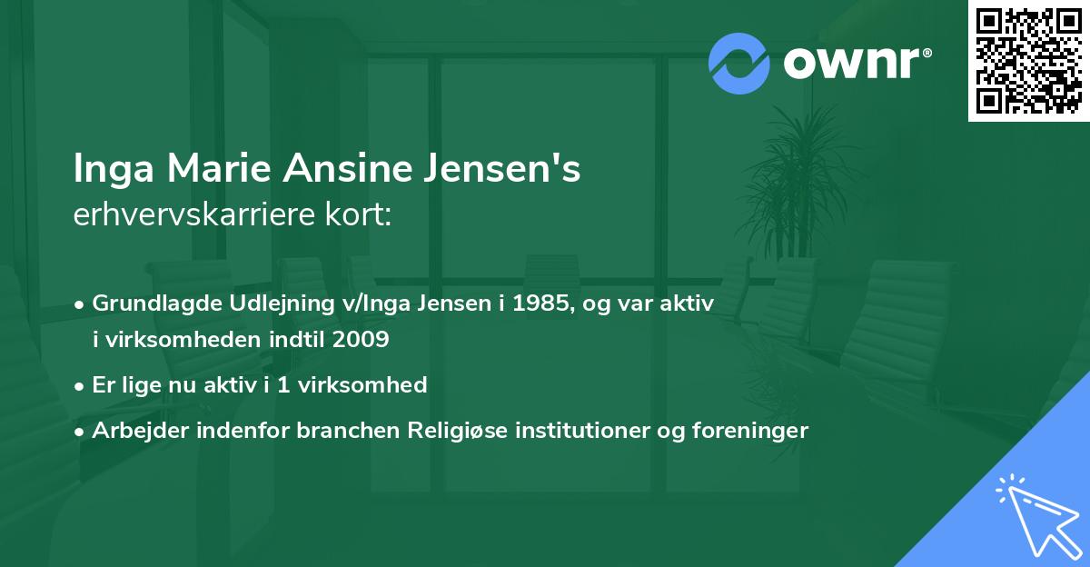 Inga Marie Ansine Jensen's erhvervskarriere kort