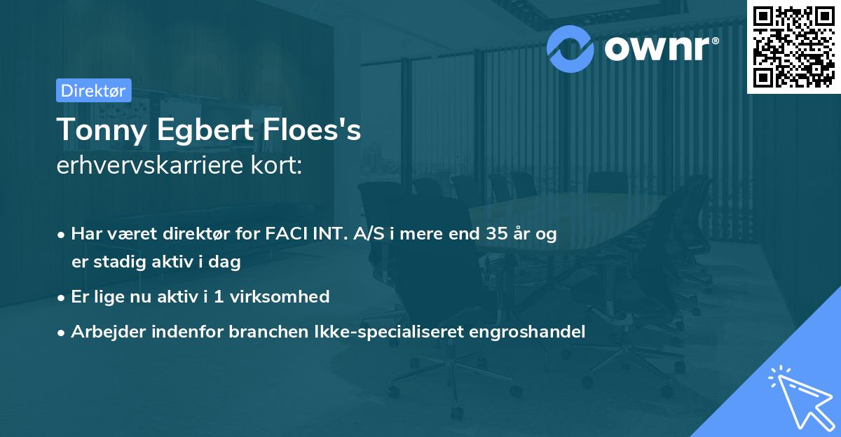 Tonny Egbert Floes's erhvervskarriere kort