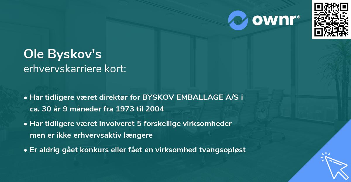 Ole Byskov's erhvervskarriere kort