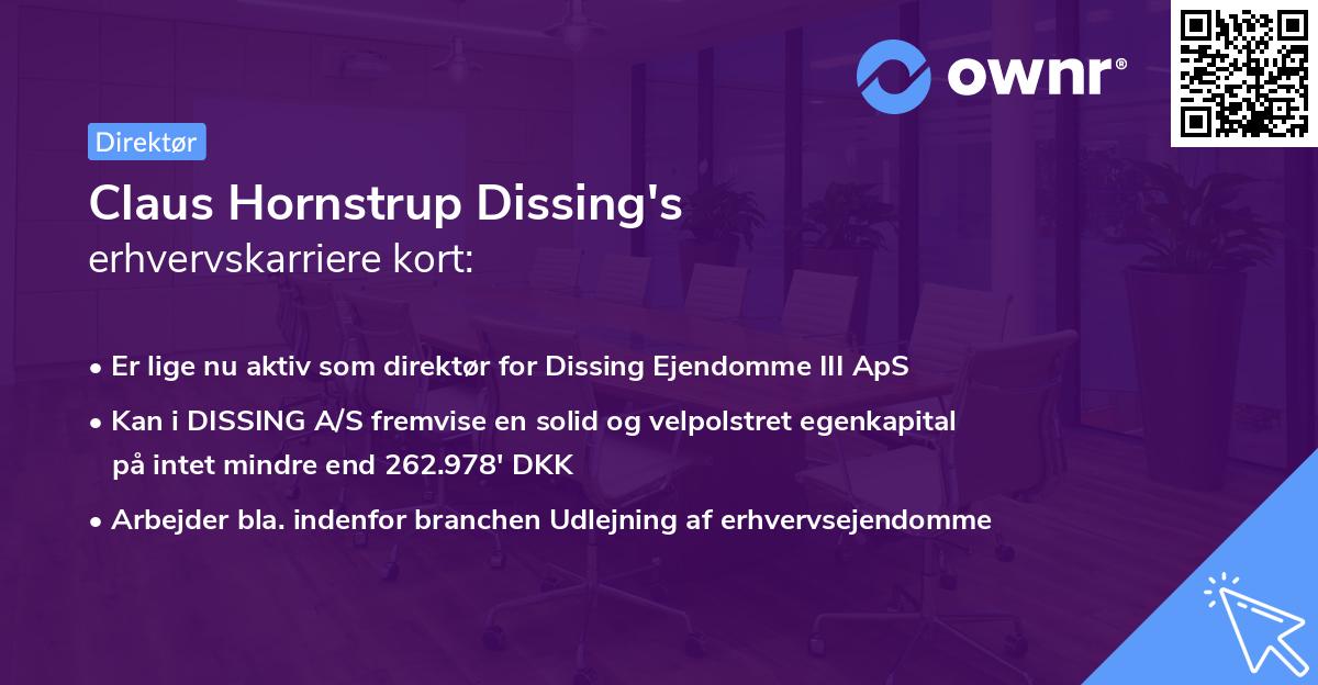 Claus Hornstrup Dissing's erhvervskarriere kort