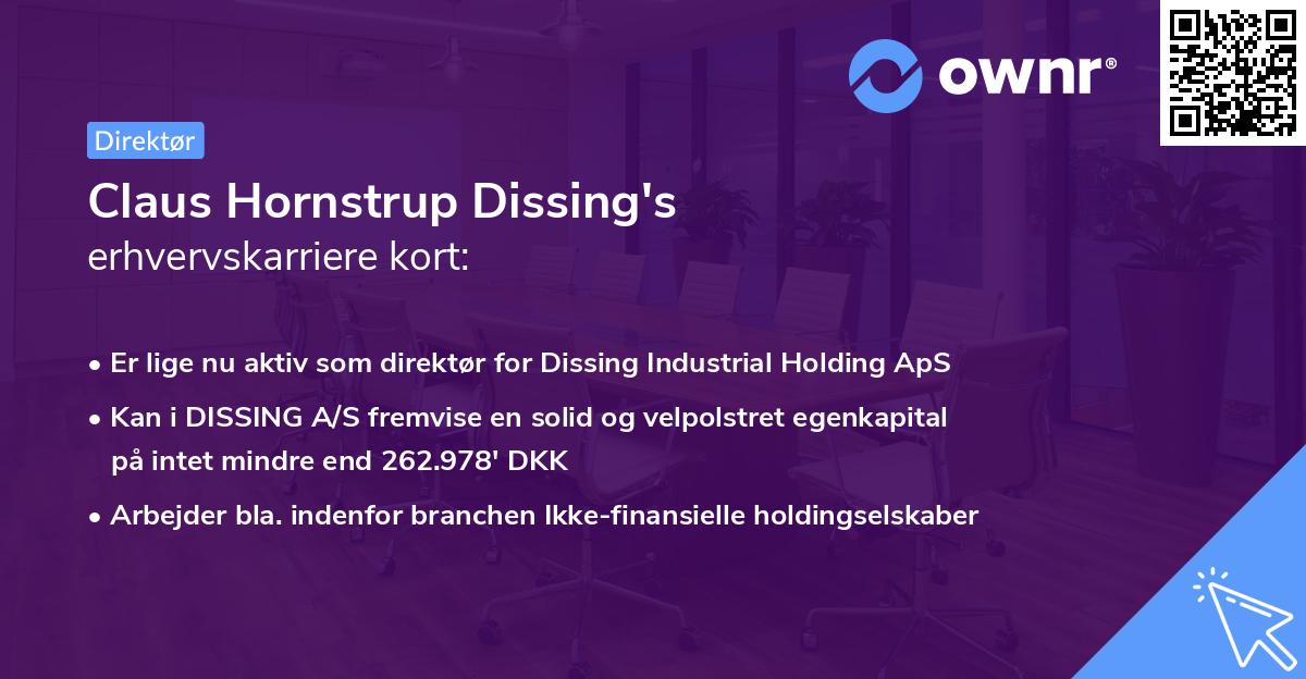 Claus Hornstrup Dissing's erhvervskarriere kort