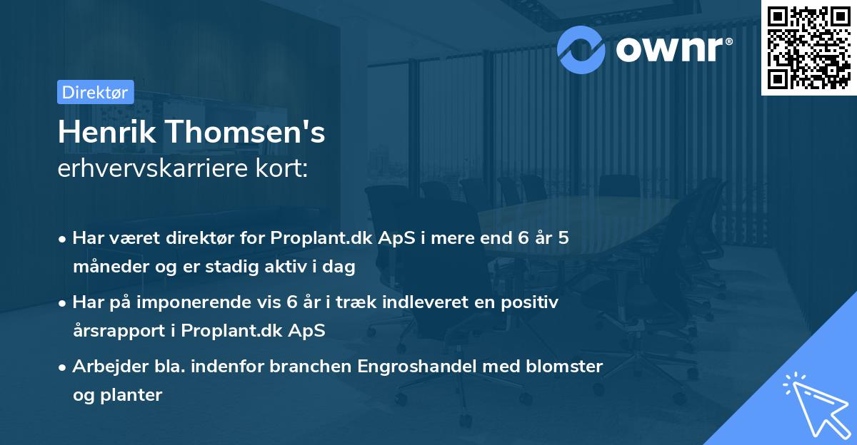 Henrik Thomsen's erhvervskarriere kort