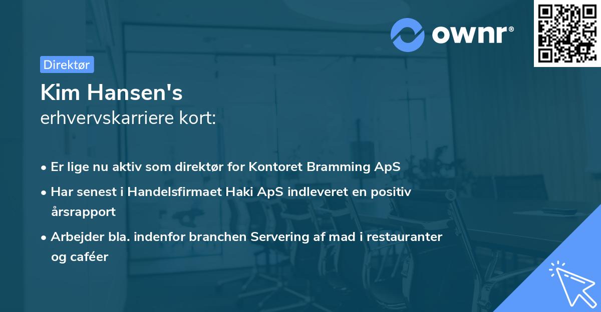 Kim Hansen's erhvervskarriere kort