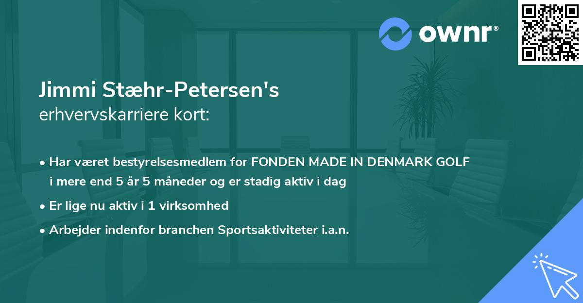 Jimmi Stæhr-Petersen's erhvervskarriere kort