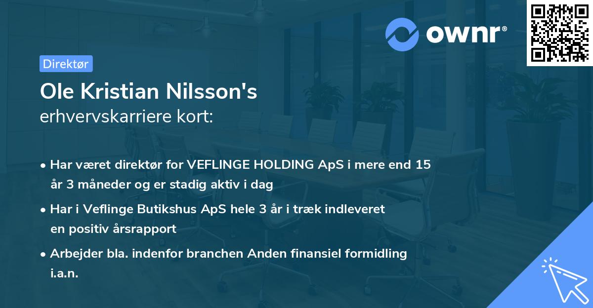 Ole Kristian Nilsson's erhvervskarriere kort