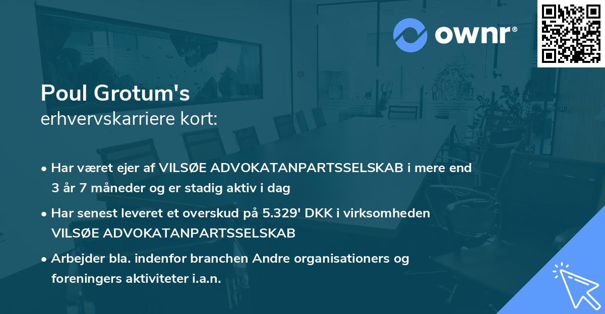 Poul Grotum's erhvervskarriere kort