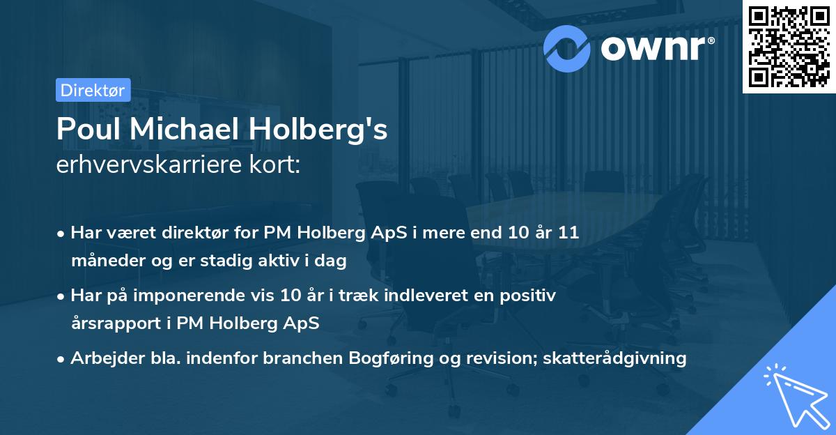 Poul Michael Holberg's erhvervskarriere kort