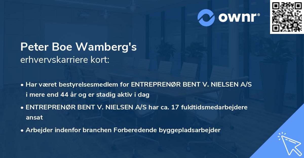 Peter Boe Wamberg's erhvervskarriere kort