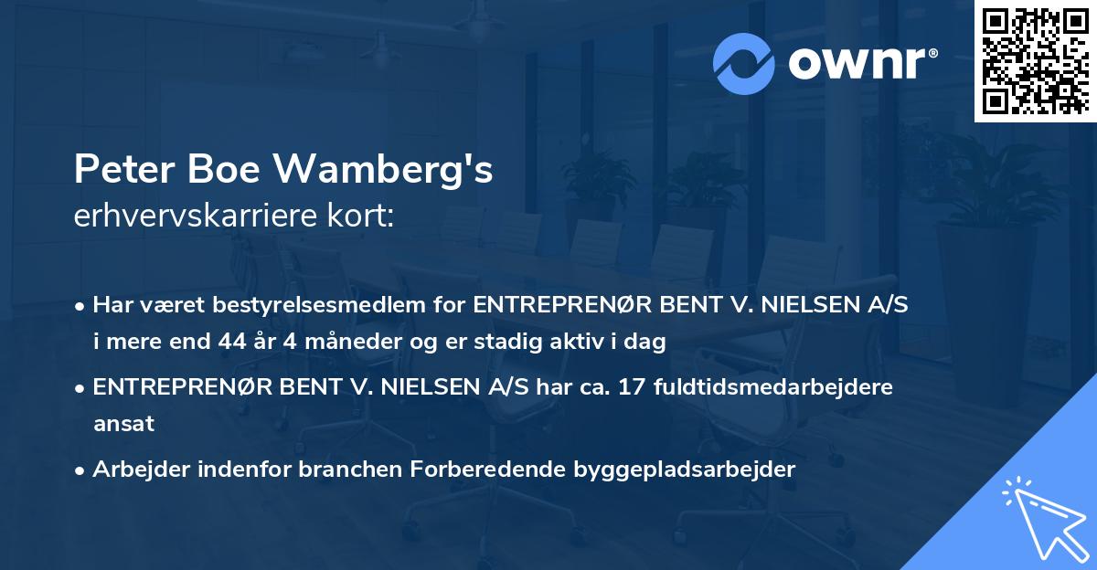Peter Boe Wamberg's erhvervskarriere kort