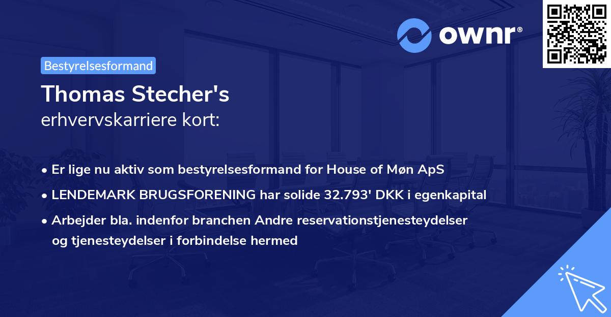 Thomas Stecher's erhvervskarriere kort