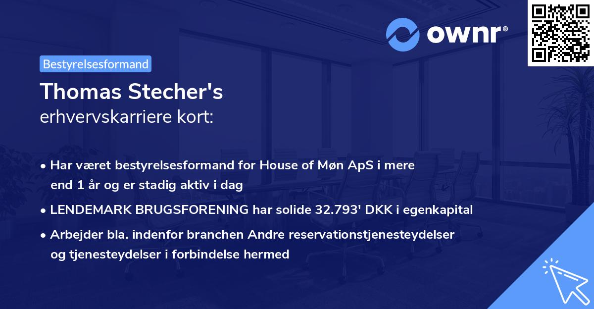 Thomas Stecher's erhvervskarriere kort