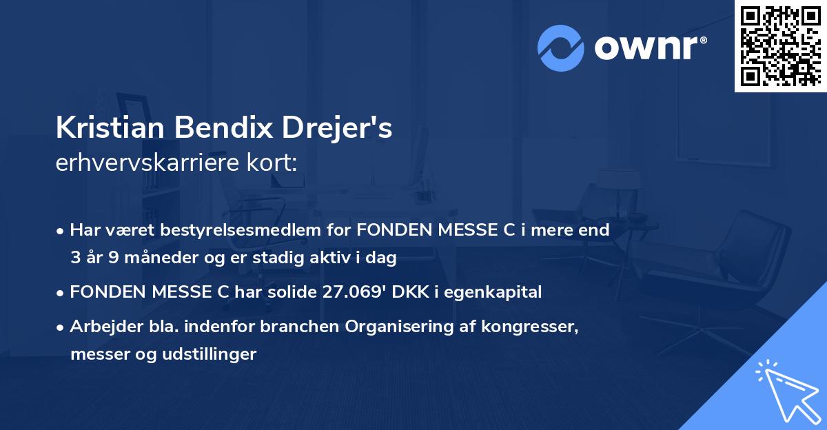 Kristian Bendix Drejer's erhvervskarriere kort