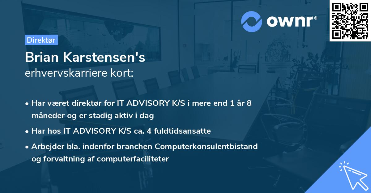 Brian Karstensen's erhvervskarriere kort