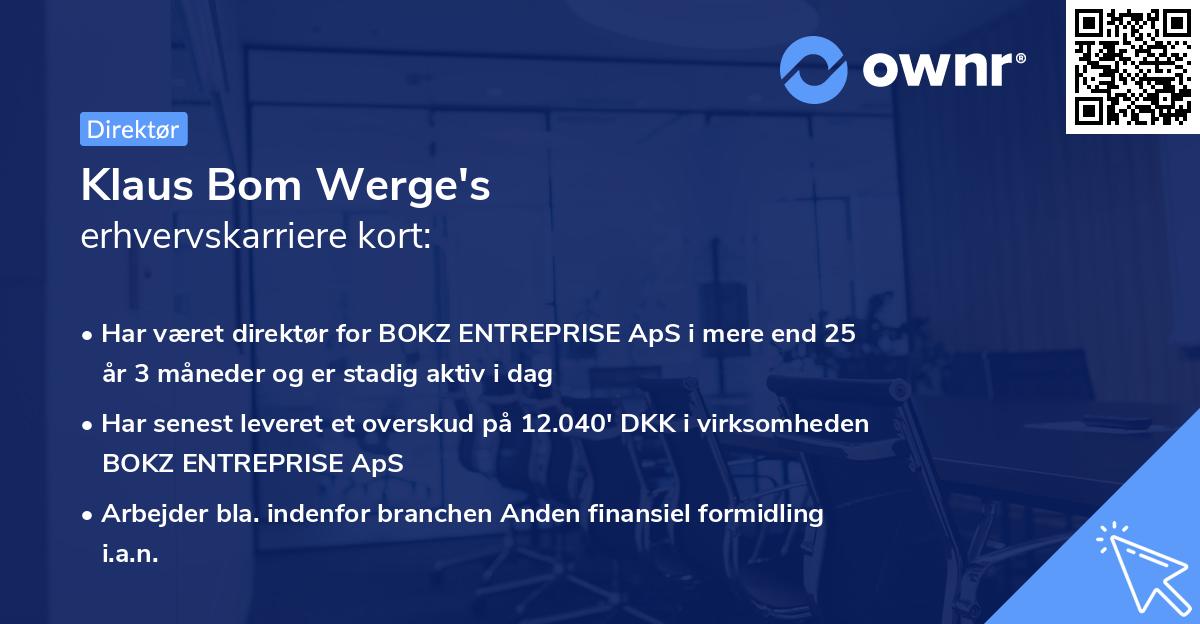 Klaus Bom Werge's erhvervskarriere kort