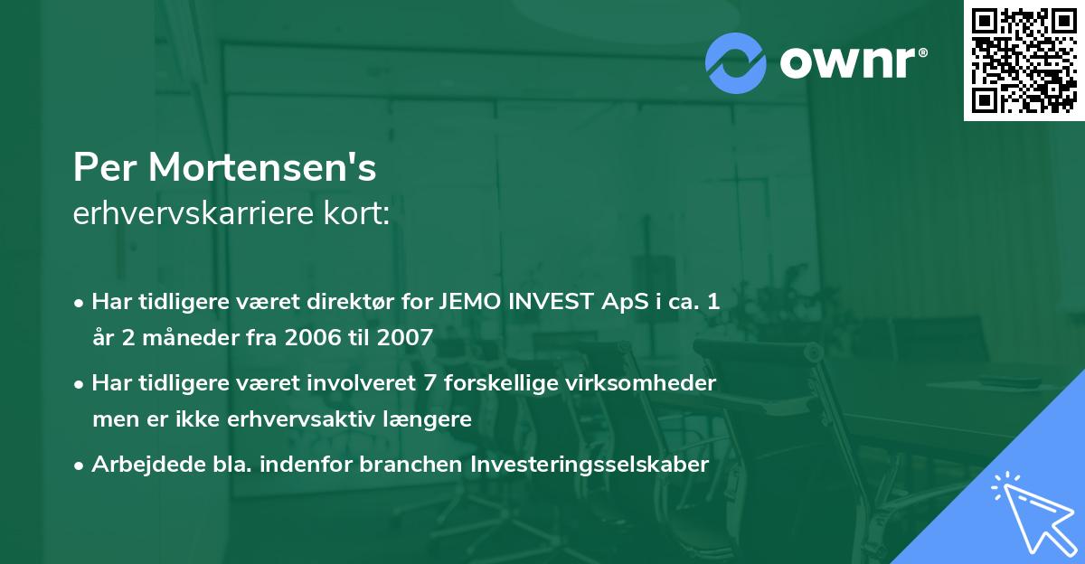 Per Mortensen's erhvervskarriere kort