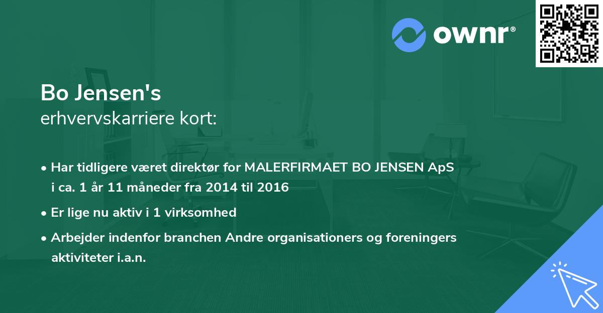 Bo Jensen's erhvervskarriere kort