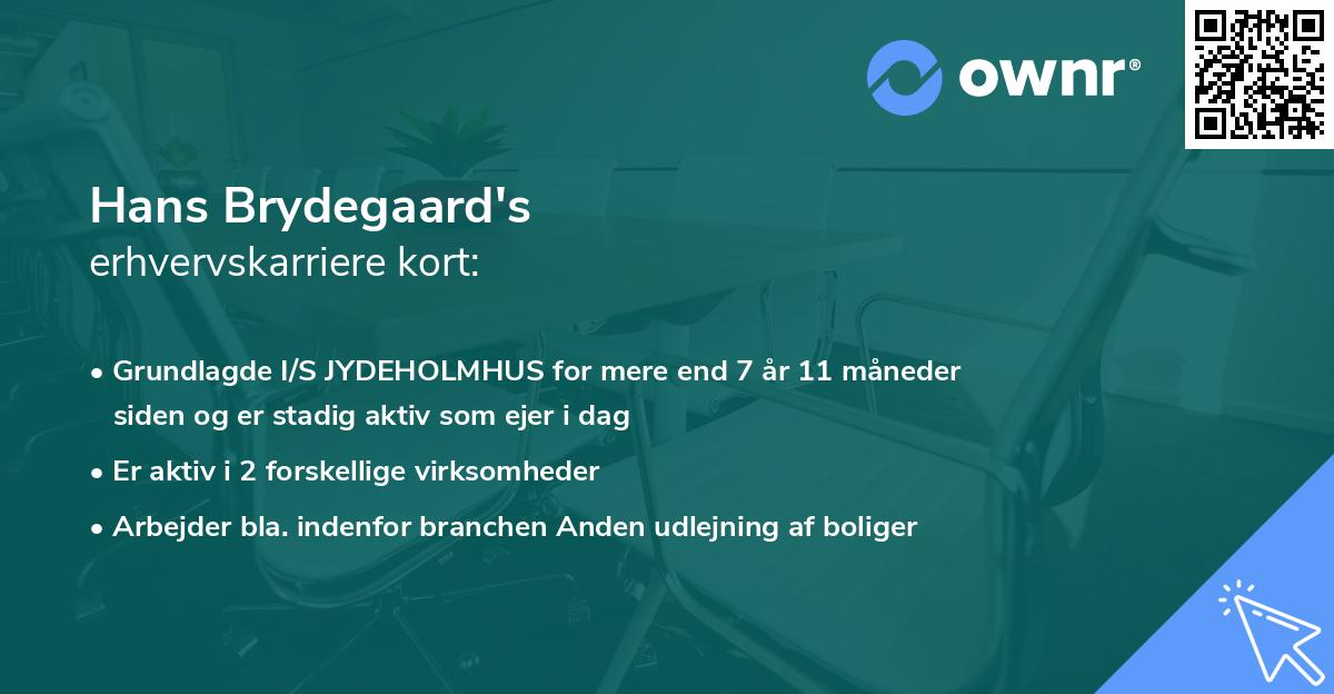 Hans Brydegaard's erhvervskarriere kort