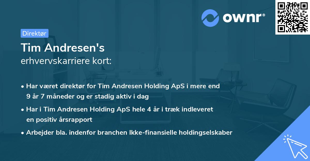 Tim Andresen's erhvervskarriere kort