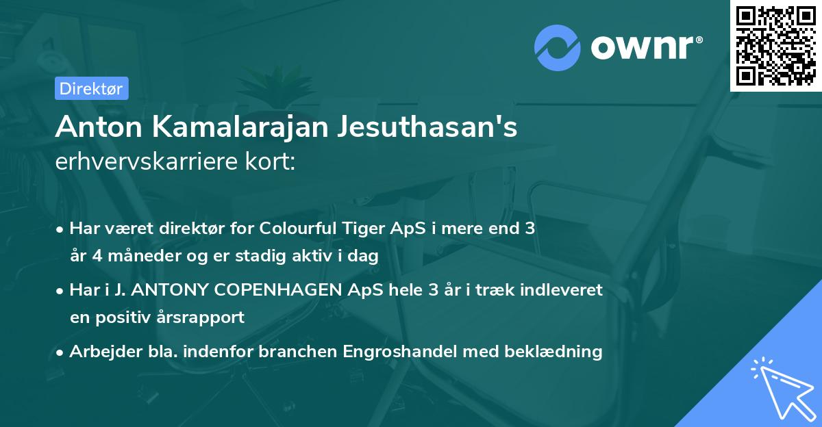 Anton Kamalarajan Jesuthasan's erhvervskarriere kort