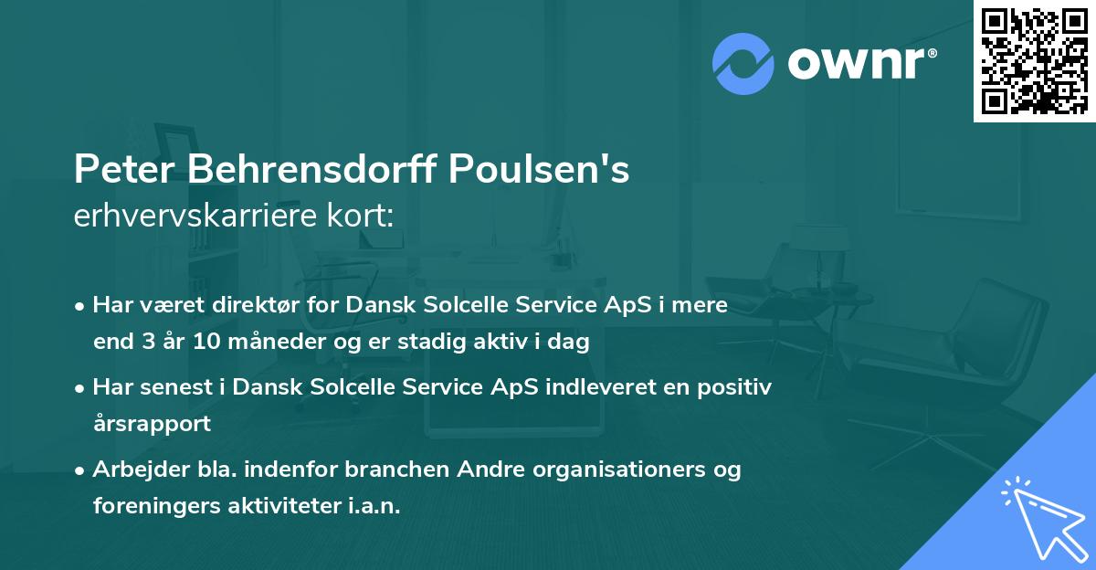 Peter Behrensdorff Poulsen's erhvervskarriere kort