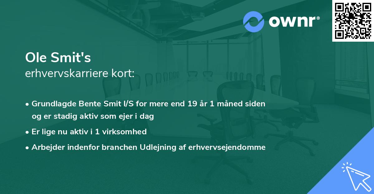 Ole Smit's erhvervskarriere kort