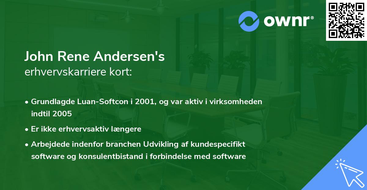 John Rene Andersen's erhvervskarriere kort