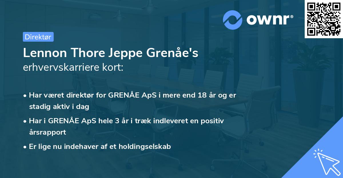 Lennon Thore Jeppe Grenåe's erhvervskarriere kort