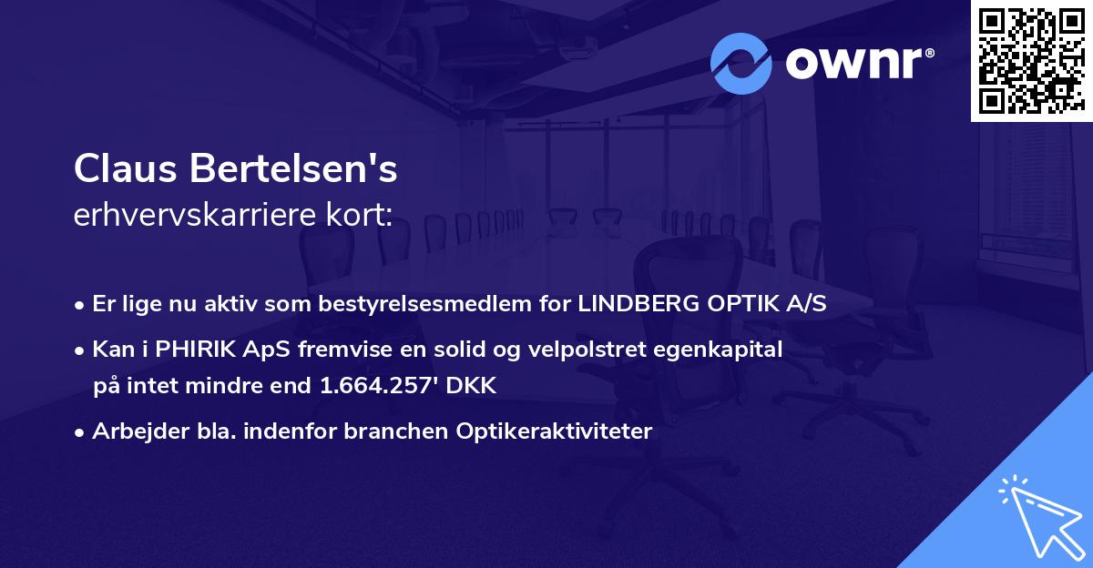 Claus Bertelsen's erhvervskarriere kort