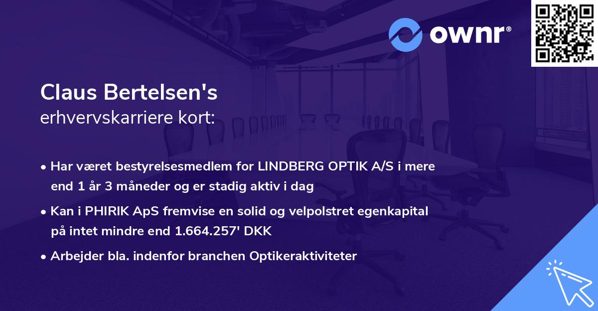 Claus Bertelsen's erhvervskarriere kort
