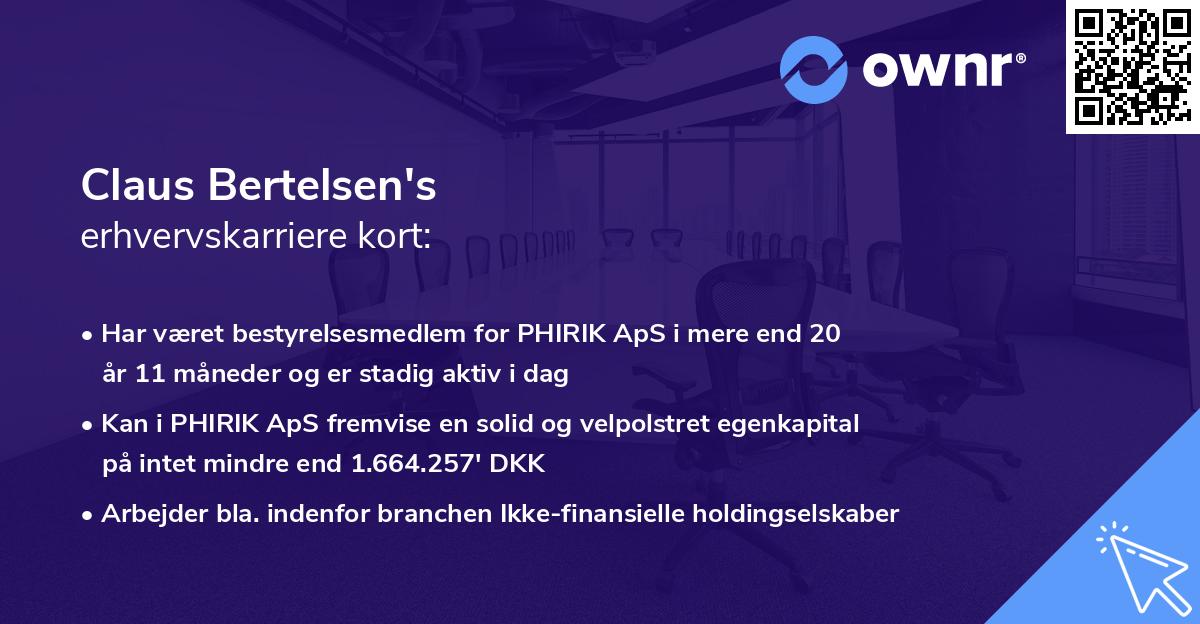 Claus Bertelsen's erhvervskarriere kort