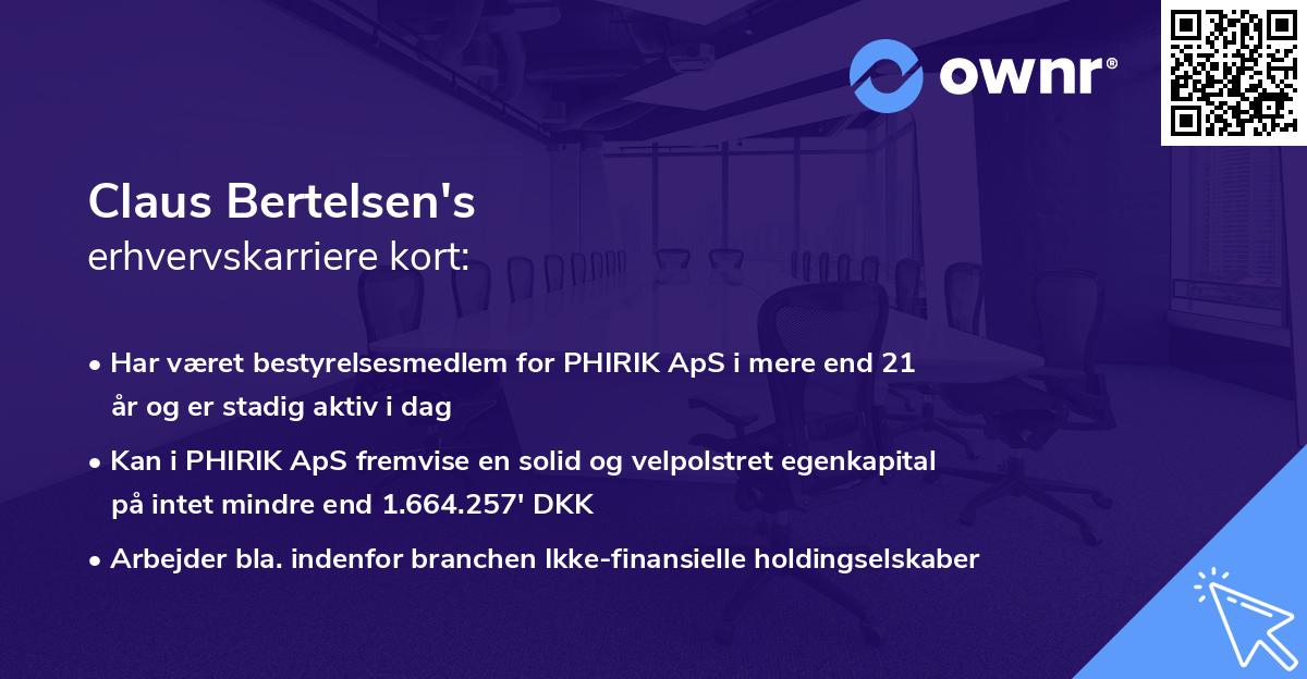 Claus Bertelsen's erhvervskarriere kort