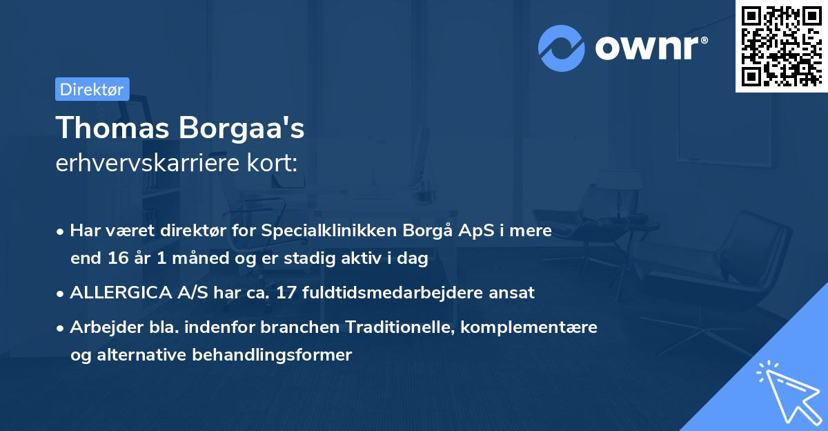 Thomas Borgaa's erhvervskarriere kort