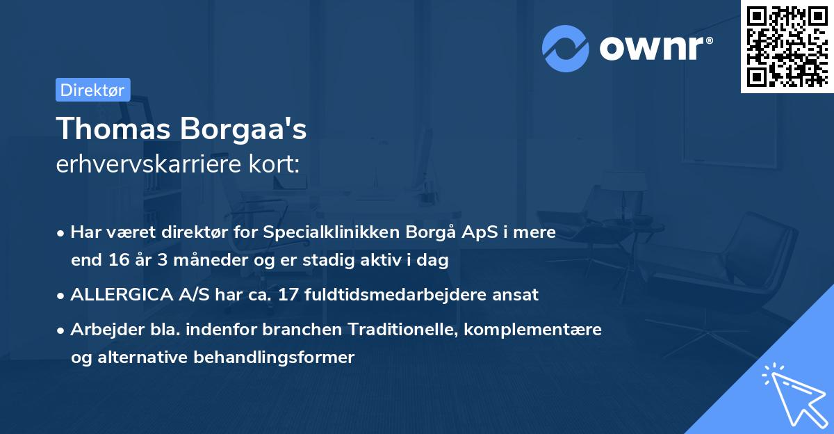 Thomas Borgaa's erhvervskarriere kort