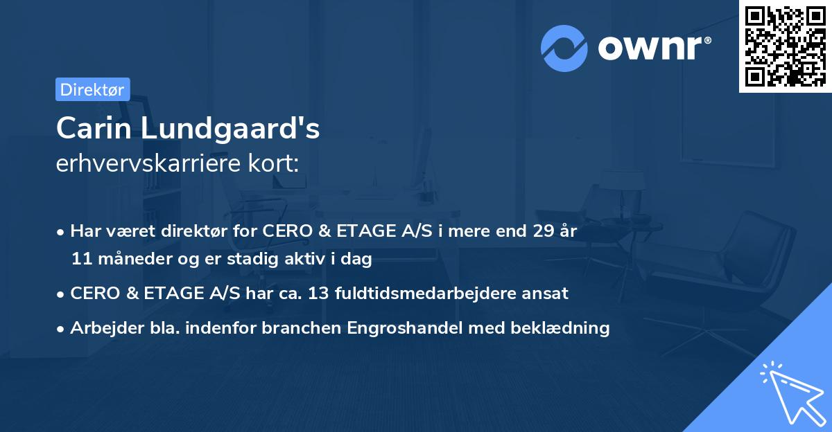 Carin Lundgaard's erhvervskarriere kort
