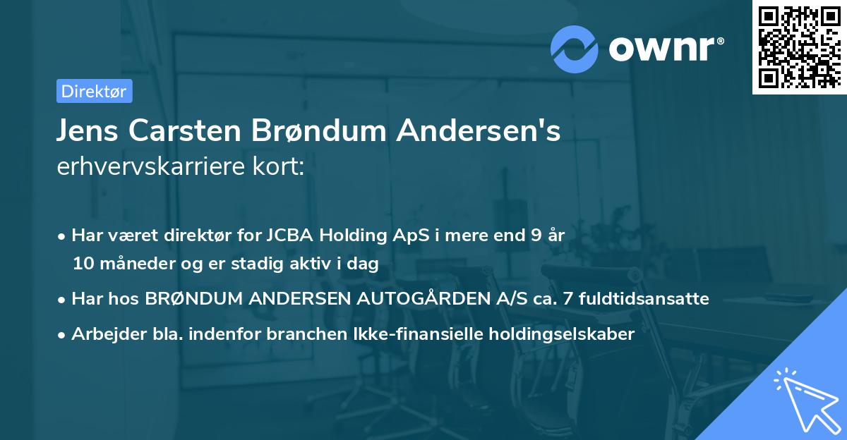 Jens Carsten Brøndum Andersen's erhvervskarriere kort