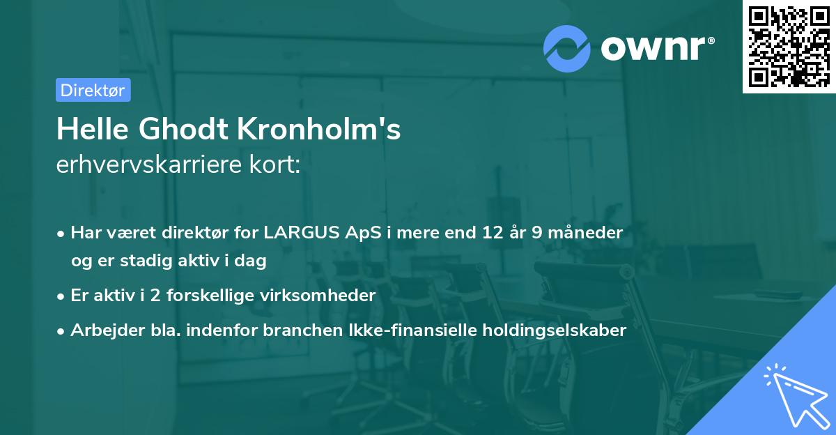 Helle Ghodt Kronholm's erhvervskarriere kort