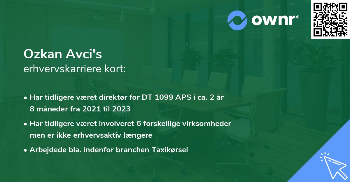 Ozkan Avci's erhvervskarriere kort