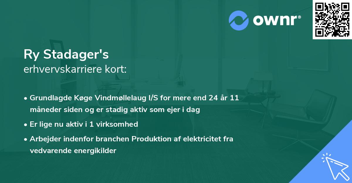 Ry Stadager's erhvervskarriere kort