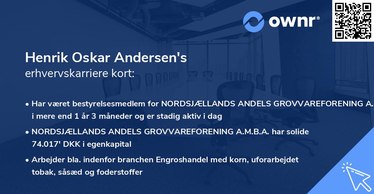 Henrik Oskar Andersen's erhvervskarriere kort