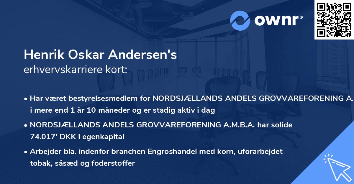 Henrik Oskar Andersen's erhvervskarriere kort
