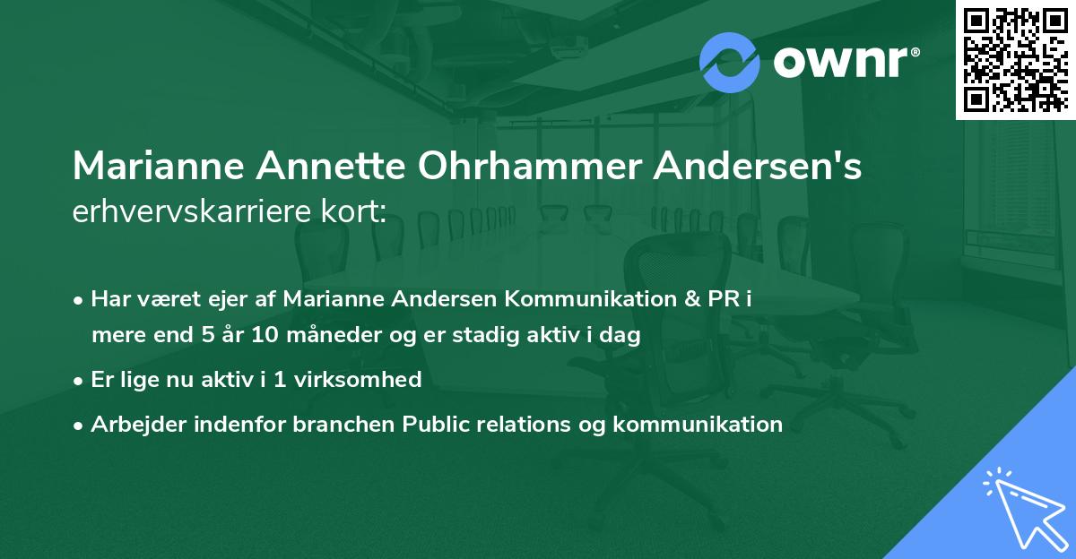Marianne Annette Ohrhammer Andersen's erhvervskarriere kort