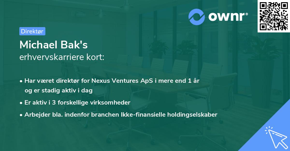 Michael Bak's erhvervskarriere kort