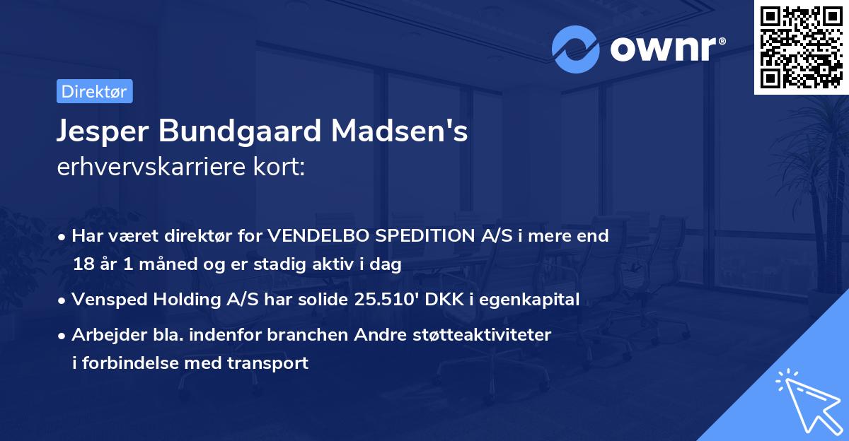 Jesper Bundgaard Madsen's erhvervskarriere kort