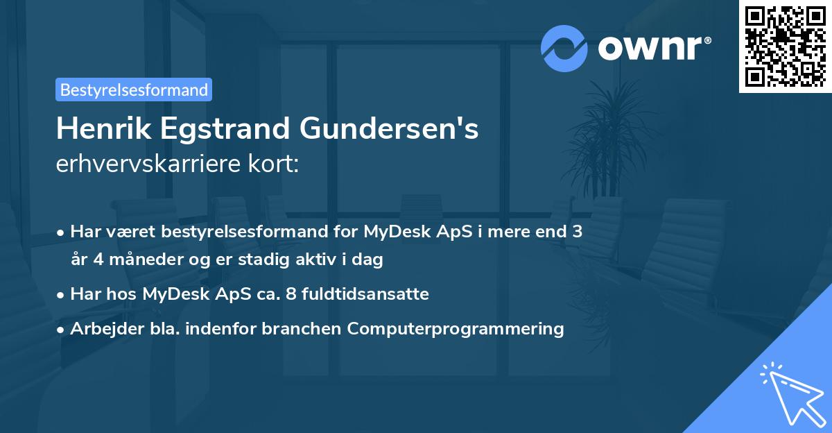 Henrik Egstrand Gundersen's erhvervskarriere kort