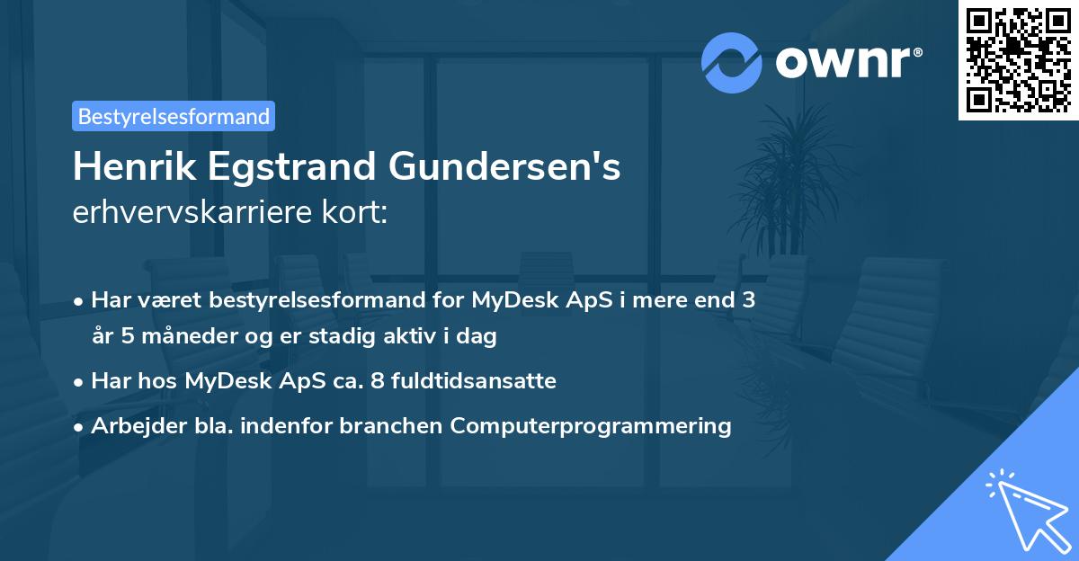 Henrik Egstrand Gundersen's erhvervskarriere kort